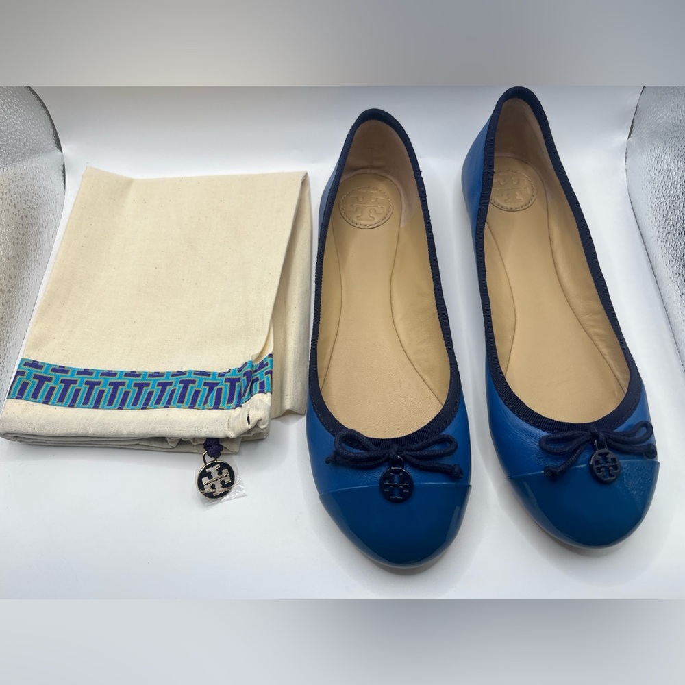 Tory Burch Royal Blue Leather Flats